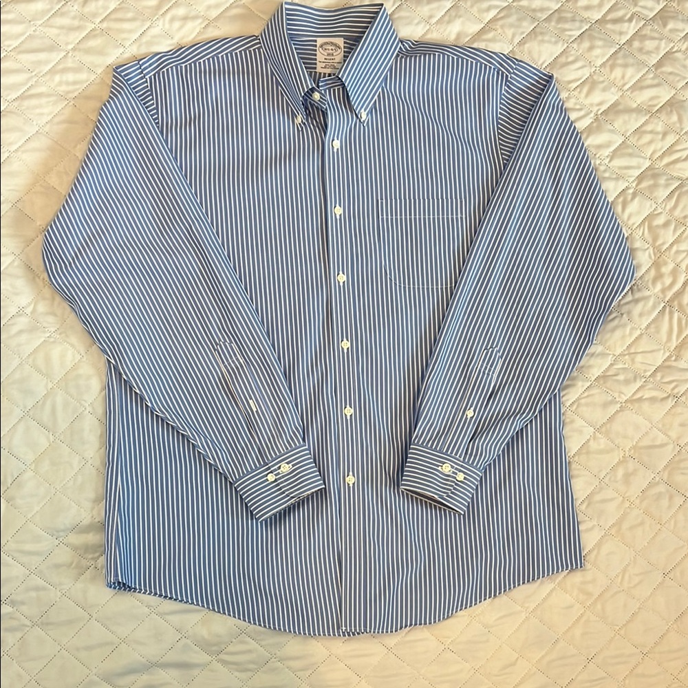 Brooks Brothers Blue and White Striped Dress Shirt